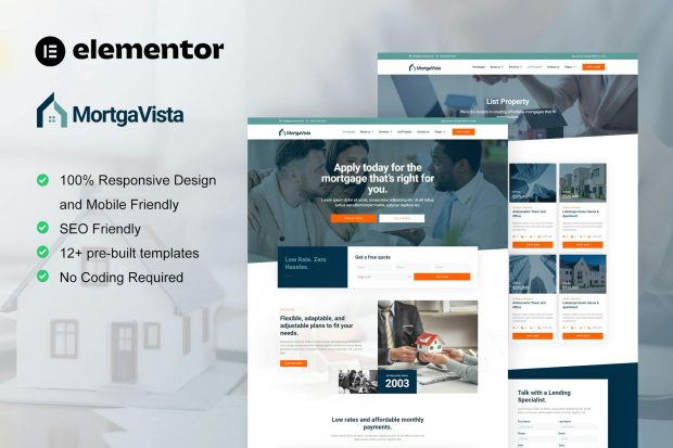 Mortgavista - Mortgage Elementor Pro Template Kit