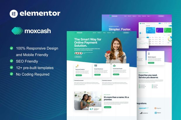 MoxCash - Online Payment Gateway Elementor Pro Template Kit