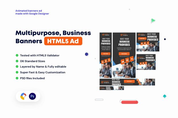 Multipurpose, Business, Startup Banners HTML5 Ad