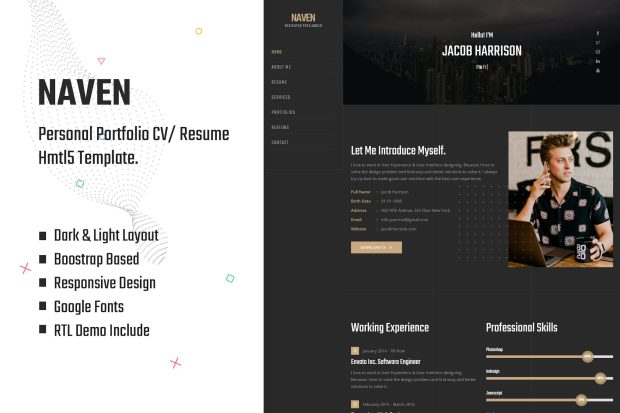 Naven - Resume / CV / vCard Portfolio Template