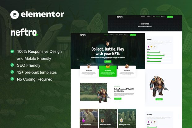 Neftro - Game NFT Elementor Template Kit