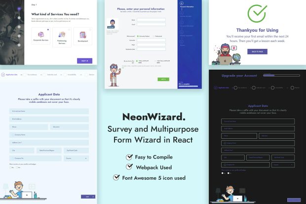 NeonWizard - React JS Questionnaire Multistep Form