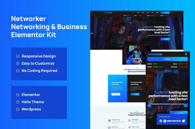 Networker - Business Services & Hosting Services Elementor Template Kit