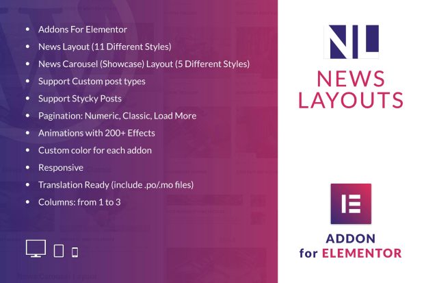 News Layouts for Elementor WordPress Plugin 1.0