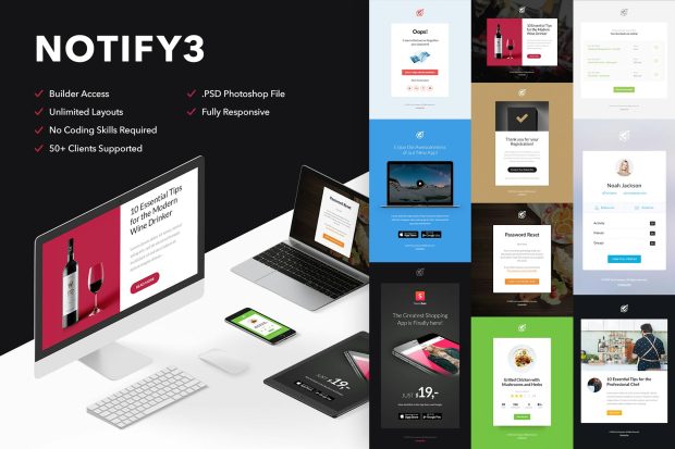Notify3 - 10 Emails + Themebuilder Access