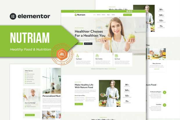 Nutriam - Healthy Food & Nutrition Service Elementor Template Kit