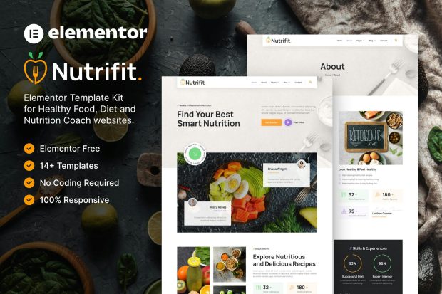 Nutrifit – Healthy Food & Nutrition Coach Elementor Template Kit