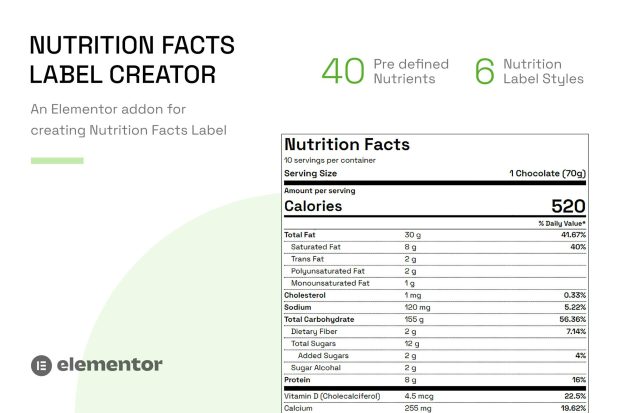 Nutrition Facts Label Creator for Elementor 1.0.0