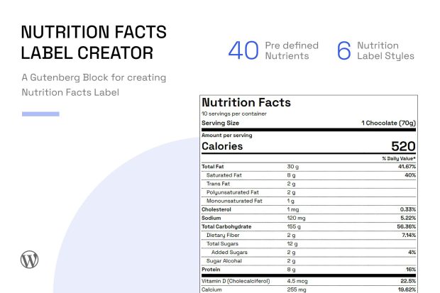 Nutrition Facts Label Creator for Gutenberg 0.1.0