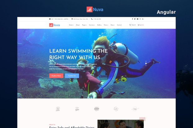 Nuva - Diving & Swimming School Angular Template