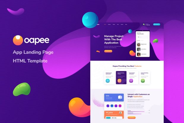 Oapee - App Landing Page HTML Template