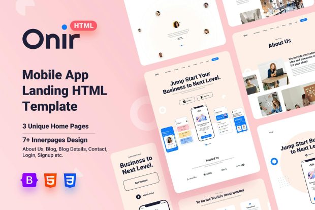 Onir - Mobile App Landing HTML Template