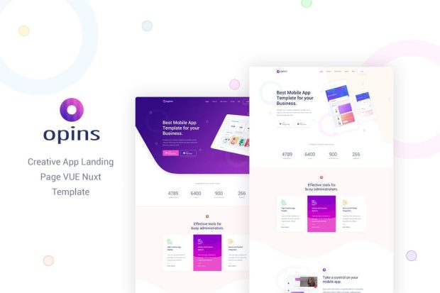 Opins - Creative App Landing Page Vue Nuxt Templat