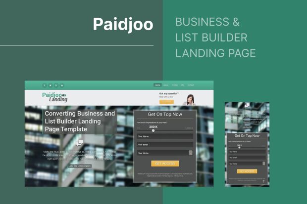 Paidjoo - Business & List Builder Landing Page