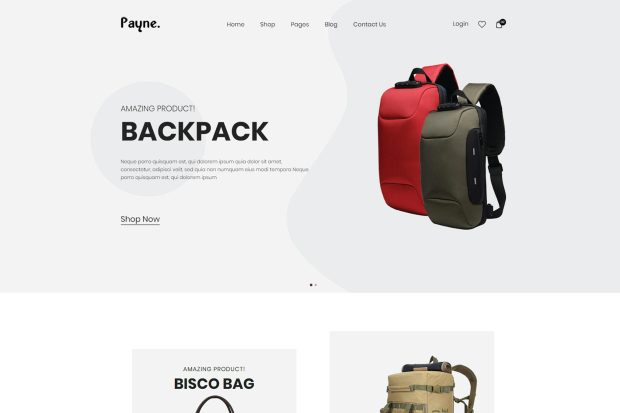 Payne - Backpack eCommerce HTML Template