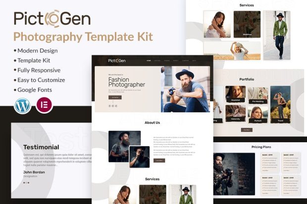 Pictogen -  Creative Photography Elementor Template Kit