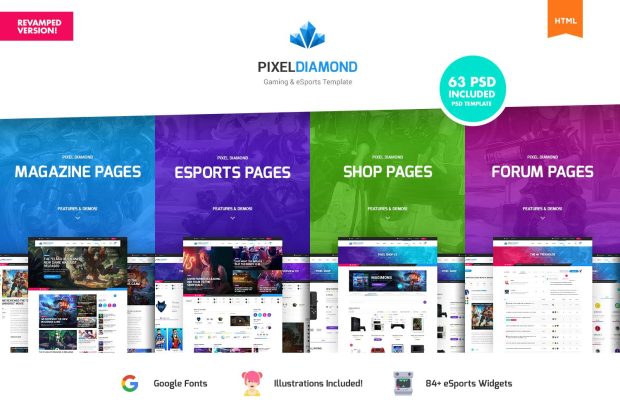 Pixel Diamond - HTML eSports and Magazine