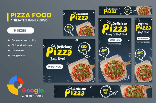 Pizza Food Google Adwords HTML5 Banner Ads GWD