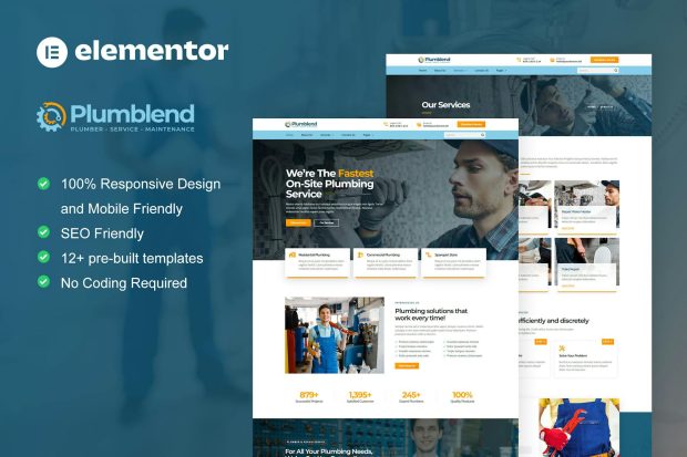 Plumbend - Plumbing Service Elementor Template Kit