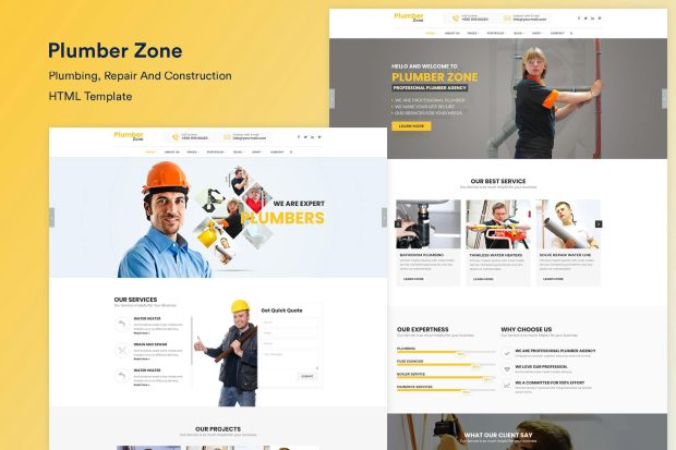 Plumbing, Repair & Construction HTML Template