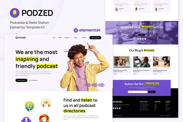 Podzed - Podcaster & Radio Station Elementor Template Kit