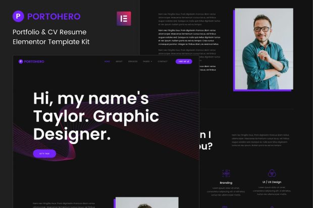 Portohero - Personal Portfolio & CV Elementor Template Kit