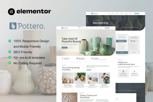 Pottero - Pottery & Ceramics Studio Elementor Template Kit