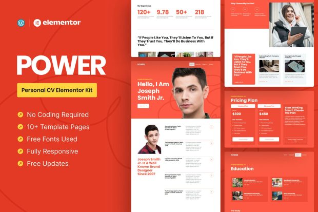 Power - Personal CV Elementor Pro Template Kit