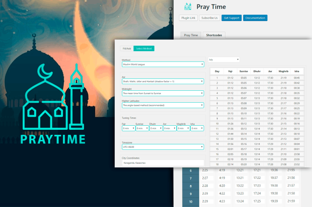 PrayTimes - Islamic Prayer Time WordPress Plugin 1.0.2