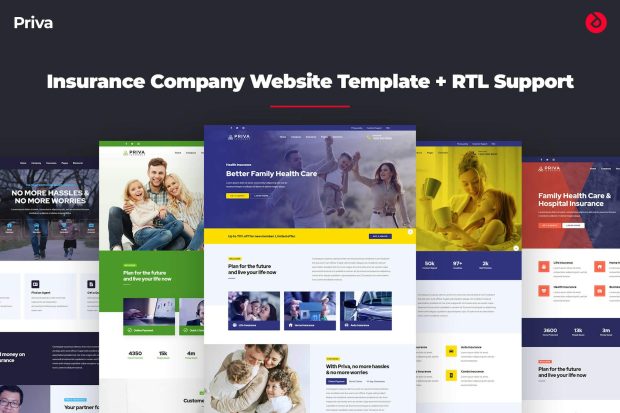 Priva - Insurance Company Website Template + RTL