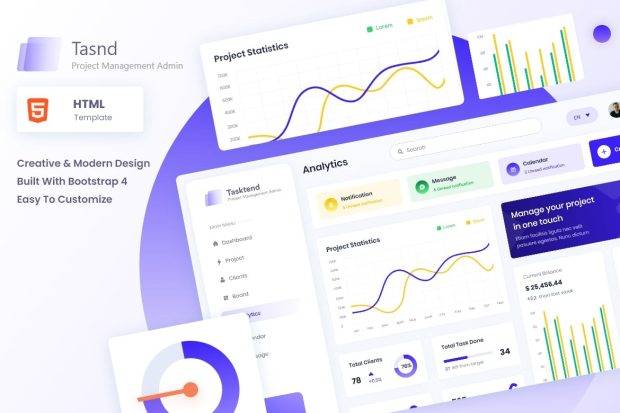 Protend - Project Management Admin Dashboard HTML