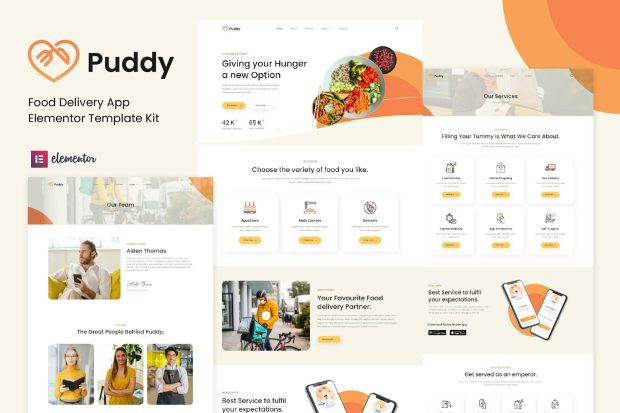 Puddy - Food Delivery App Elementor Template Kit