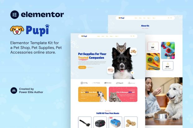 Pupi – Pet Shop & Pet Supplies Elementor Template Kit