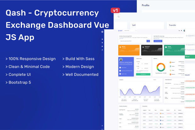 Qash - Cryptocurrency Exchange Dashboard