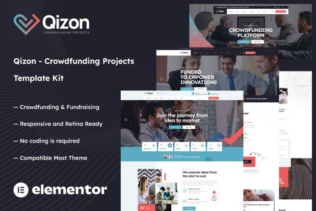 Qizon - Crowdfunding Projects Elementor Template Kit