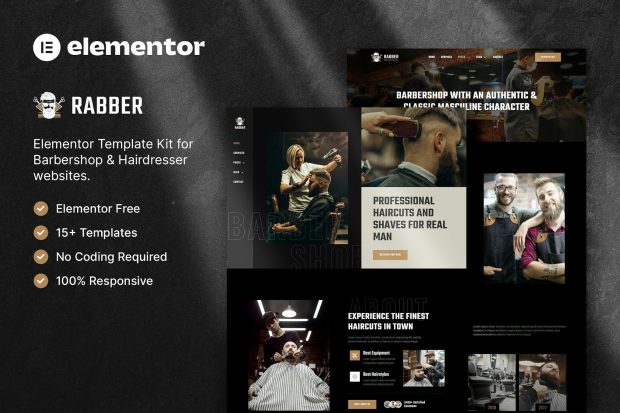 Rabber – Barbershop & Hairdresser Elementor Template Kit