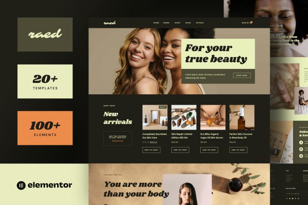 Raed - Organic Cosmetics & Natural Beauty Shop Elementor Template Kit