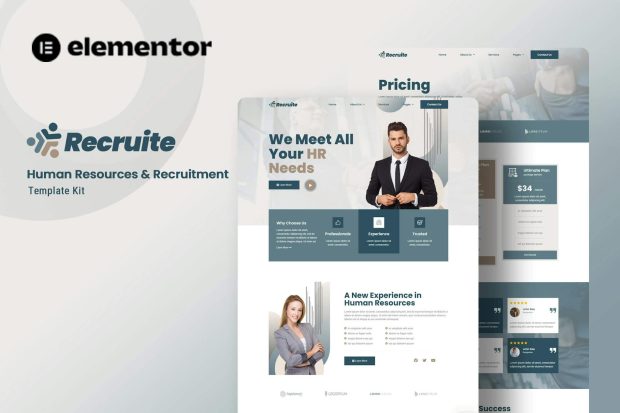 Recruite - Human Resources & Recruitment Elementor Template Kit