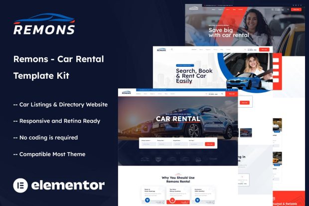 Remons - Car Rental Elementor Template Kit