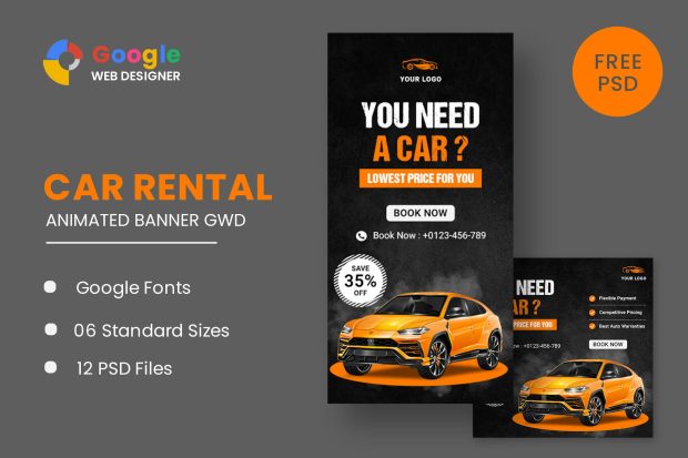 Rent A Car HTML5 Banner Ads GWD