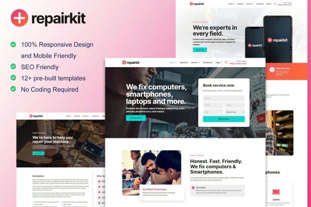 RepairKit - Mobile Phone & Computer Repair Elementor Template Kit