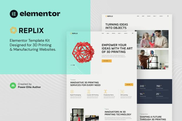 Replix – 3D Priting & Manufacturing Services Elementor Template Kit