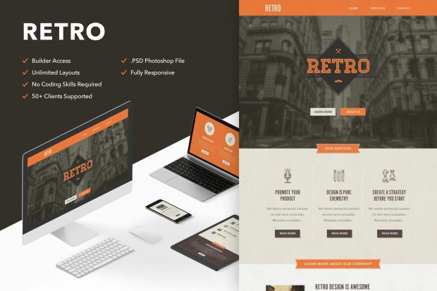 Retro - Responsive Email + Themebuilder Access