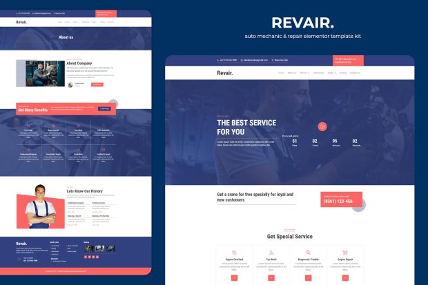 Revair - Auto Mechanic & Repair Elementor Template Kit