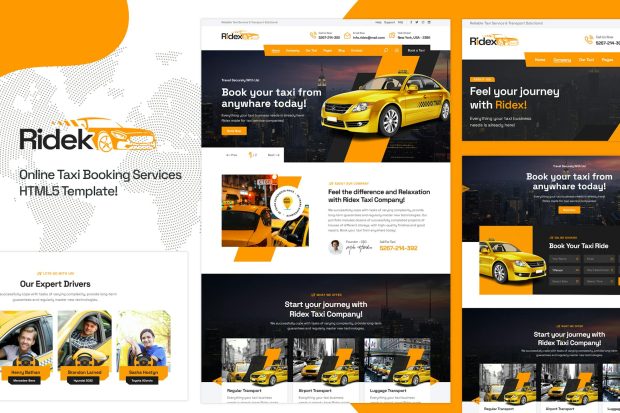 Ridek - Online Taxi Booking Service HTML5 Template