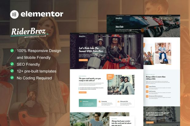 RiderBroz - Motorcycle Club Elementor Template Kit