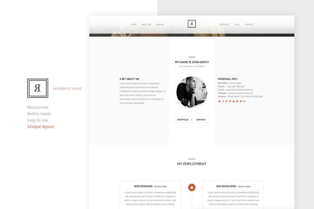 RIVAL One Page Vcard Wordpress Theme 1.0