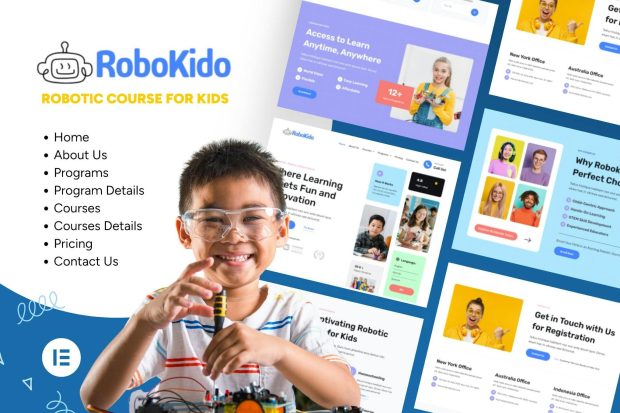 Robokido - Online Learning Courses for Kids Elementor Template Kit