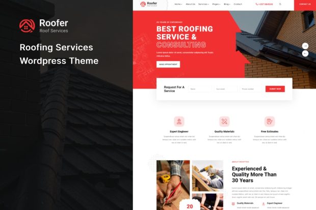 Roofer - Roofing Services WordPress Theme 1.0.0