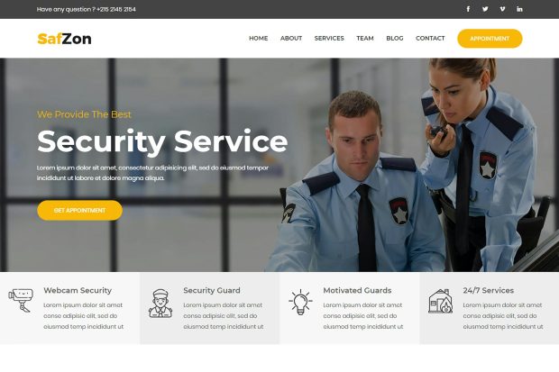 SafZon - Security Guard HTML Template